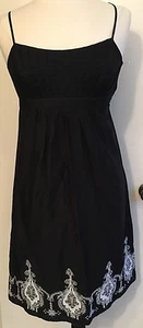 VESTIDO DE SOL NEGRO CON MARFIL DELICADO BORDADO TALLA XS-S Sin Etiquetas Medidas Ck - Imagen 1 de 9