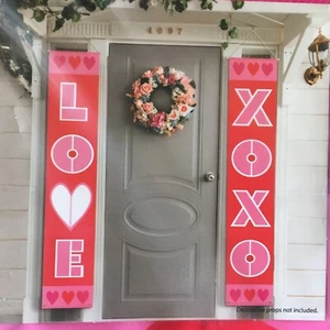 Valentine Porch Signs ~ LOVE and XOXO ~ Valentines Door Banners for Decorate - Picture 1 of 15