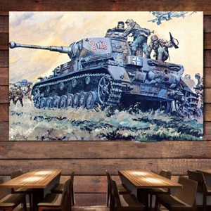 WW II Germany Panzer IV Medium Tank Military Art Banner Wall Decor Painting Flag - Picture 1 of 6