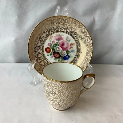 Sampson Bridgwood Cup & Saucer with Vermicelli & Floral Decoration C.1860 RARE - Image 1 of 4