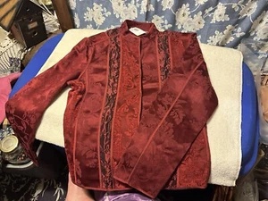 Chaqueta Blazer Chicos Mandarin Mujer Estampado Floral Rojo Nueva con Etiquetas - Imagen 1 de 3