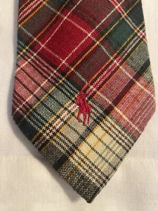 POLO Ralph Lauren karierte Krawatte 100 % Baumwolle ~ Logo ~ klassischer Look ~ handgefertigt ~ EG! - Bild 1 von 6
