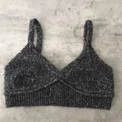 Zara Bralette Sujetador Pequeño Top Tejido Suéter Gris Rave Disco Festival Hada Grunge Foto 1 de 4