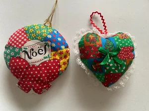 Vintage Sachet Christmas Tree Ornaments Cloth Set of 2 - Picture 1 of 2