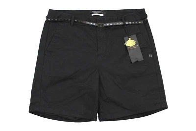 Pantalones Cortos SCOTCH & SODA 28 Mujer Negro Algodón Cuero Cinturón Les Filles Nuevo Foto 1 de 4