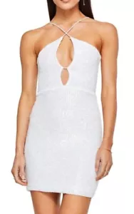 Nookie Supreme Mini Sequin Dress Large White $279 Cocktails Evening Event Glam - Picture 1 of 4