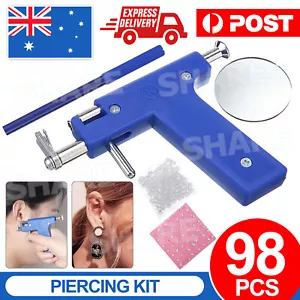 Pro Steel Ear Nose Navel Body Piercing Gun Kit Tool Set with Pack Of 98 Studs AU - Picture 1 of 10