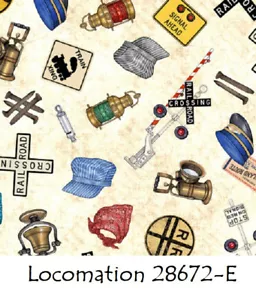 Locomotion Trains 28672 E QT Fabrics cotton quilt fabric All over Motifs - Picture 1 of 7