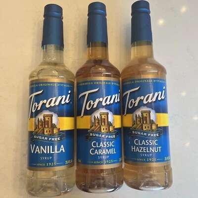 Jarabe de café sin azúcar Torani de 3 quilates avellana/vainilla/caramelo TikTok 25,4 oz B-57 Foto 1 de 4