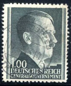 1942 Germany Nazi Third Reich Occupation Poland Hitler 1z Stamp WW2 SC#N94 OS17 - Picture 1 of 4