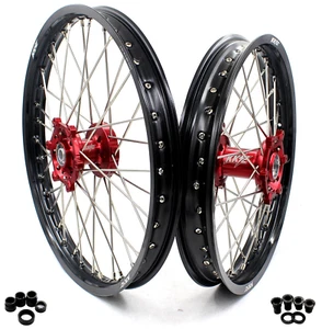 KKE 21/19'' Wheels Rims Fit Suzuki RM125 1996-2007 RM250 1996-2008 CNC Red Hubs - Foto 1 di 12