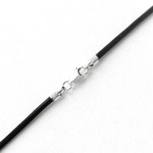 Schwarze Lederkordel Halskette mit Sterlingsilber Hummer Kralle Verschluss - 3,00 mm - Bild 1 von 3