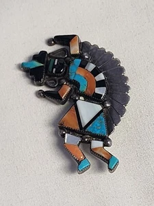Broche prendedor vintage de plata esterlina turquesa con incrustación de ostra espinosa arco iris hombre - Imagen 1 de 12