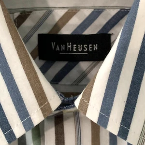 Medium 15-15,5 Van Heusen Hemd Knopfleiste Herren L/S gestreift weiß blau grau Z1 - Bild 1 von 9