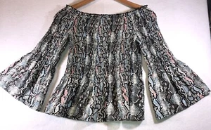 Candies Top Boho Whimsygoth Smocked Bell Sleeve Ruffled Hem Womens Size S - Picture 1 of 7