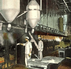 c.1910 Postum Post Cereal Advertising Postcard Roasting Interior View Grape-Nuts - Picture 1 of 3