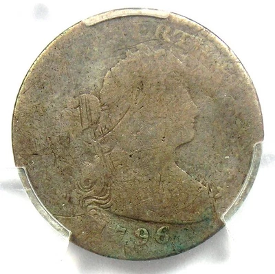 Moneda de media moneda de diez centavos H10C busto drapeado 1796 variedad certificada graduación profesional detalle P/FR Foto 1 de 4