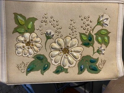 Винтажная холщовая кожаная наплечная сумка Enid Collins of Texas KING ХЛОПОК - Изображение 1 из 4