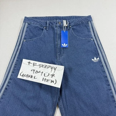 Jeans masculino tamanho 34 Adidas Originals adicolor denim Firebird azul folgado JC6234 - Imagem 1 de 4