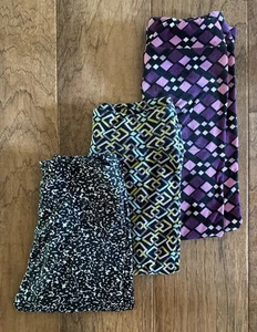 Lularoe Leggings Lot of Three Purple Green Black Pattern Tween L/XL - Picture 1 of 9