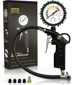 ® Manometro Pressione Gomme - Manometro Compressore - Edizione in Acciaio - Mano - Foto 1 di 12