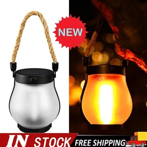 Solar LED Lantern For Outdoor Rainproof Rope Hanging Flame Flickering H OT - Picture 1 of 11