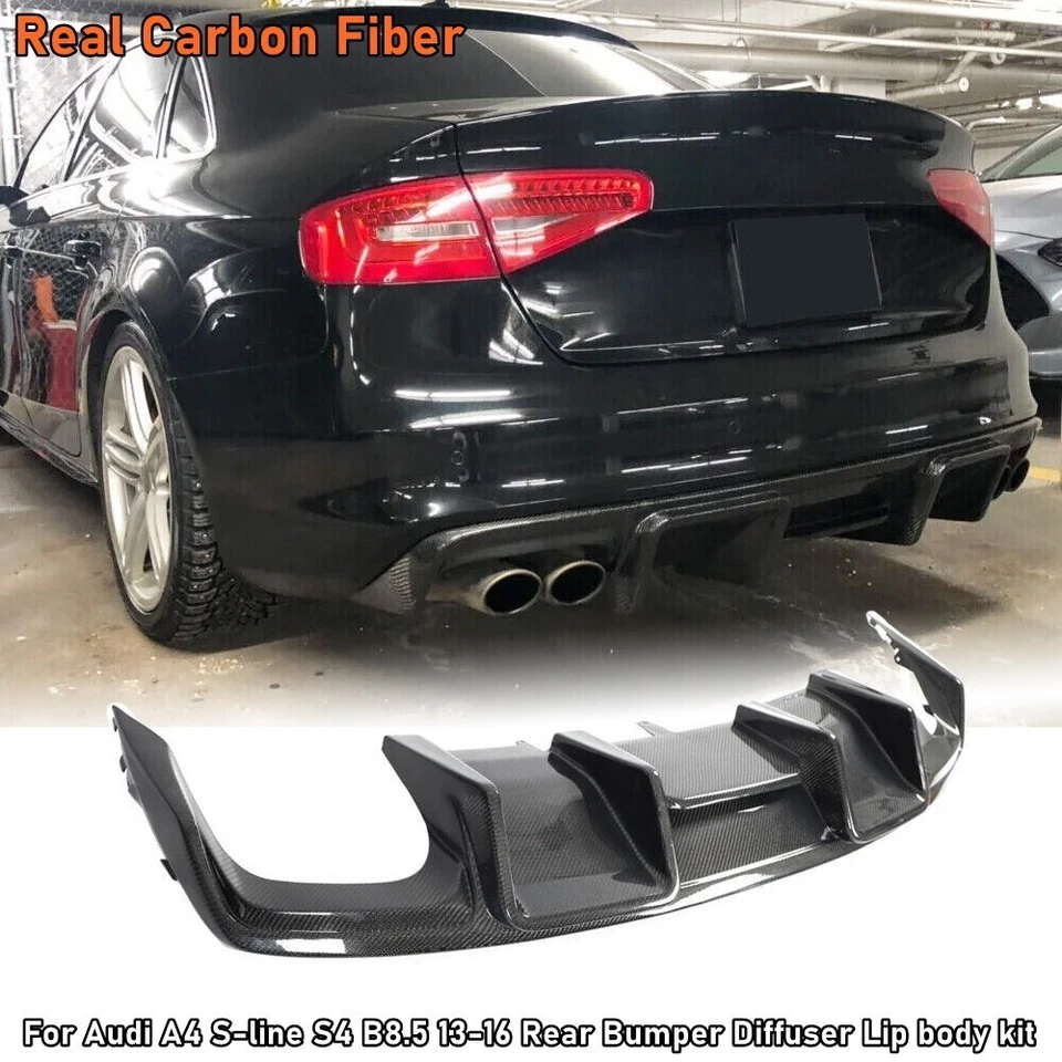 Углеродное волокно для Audi A4 S-line S4 B8.5 13-16 задний бампер диффузор кромки обвес - Изображение 1 из 4