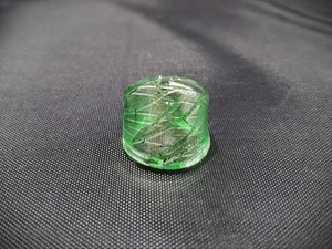 Gorgeous Art Deco Green with Silver Foil Hand Blown Glass Bling Ring size 8 - Picture 1 of 5