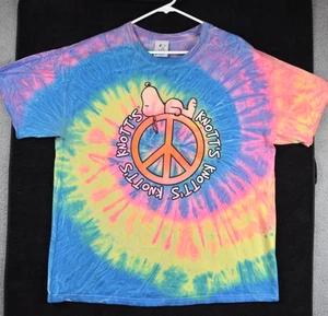 Vintage Y2K Peanuts Snoopy Knotts Berry Farm Park Mens Extra Large Glitter Peace - Picture 1 of 14