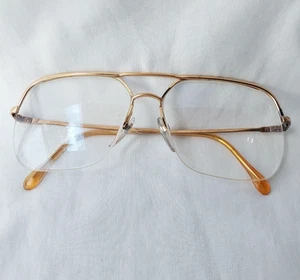 Vintage Luxottica Carlos vergoldete Metall Brille Italy Gestell 58-18 - Bild 1 von 12
