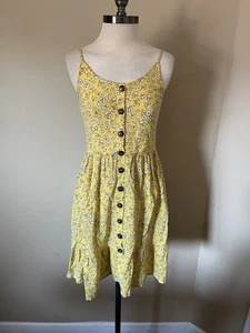 Vestido sin solero floral amarillo Japana para mujer talla pequeña Cottage Core - Imagen 1 de 8