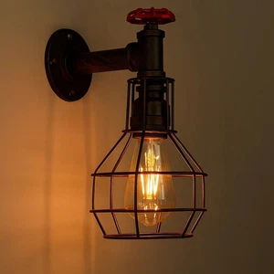 Industrial Rohr Wandleuchte Innen Wand Lampen Vintage E27 Metall rustikal Wandlampen - Bild 1 von 26