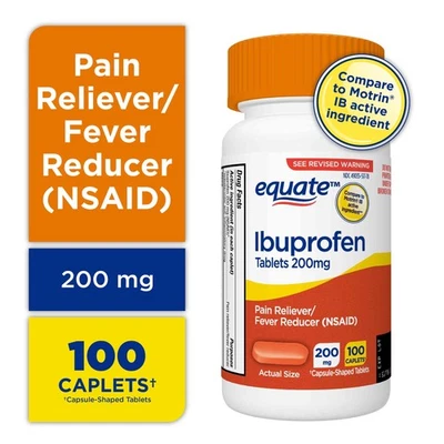 Comprimidos Equate Ibuprofeno 200 mg, Analgésico y Reductor de Fiebre, 100 unidades Foto 1 de 4