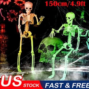 59 pulgadas Luminoso Halloween Esqueleto Humano Tamaño Completo Decoración Fiesta utilería Calavera - Imagen 1 de 10