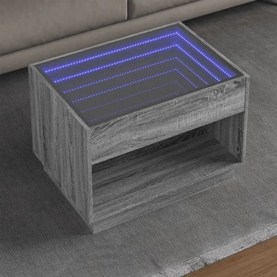 Table basse avec LED infini chêne sonoma 40x40x50 cm table d'appoint vidaXL - Photo 1/4
