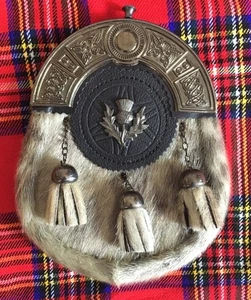 Full Dress Kilt Sporran Celtic Cantle Thistle Crest Badge Kilt Sporrans Antique - Bild 1 von 4