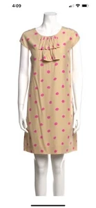 Kate Spade Shawna Silk Dress Size 10 Beige/Pink Polka Dot Sleeveless A-Line - Picture 1 of 6