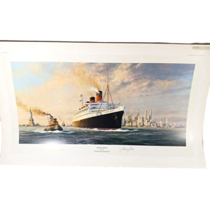 Farewell America RMS Queen Mary Robert Taylor LE Druck signiert Capt Jones - Bild 1 von 16