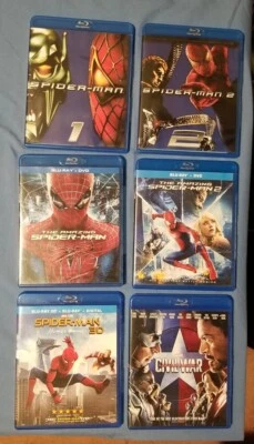 Lot Of 6 SPIDERMAN Blu Rays 1 2, The Amazing Spiderman 1 2, HomeComing Civil War - Image 1 of 4