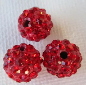 Polymer Clay Crystal Shamballa Beads Diy Beads Zardenia 3pcs Red Shambala Beads - Picture 1 of 3