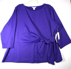 Damen 3X Neu mit Etikett lila T-Shirt Top Crossover vorne Ellbogen Ärmel Liz Claiborne - Bild 1 von 4