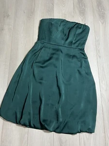 NWT $168 Banana Republic Green Satin Strapless Fit & Flare Mini Dress Sz 6 - Picture 1 of 9