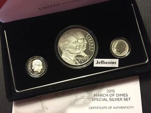 Juego de 3 monedas con March of Dimes 2018 S inverso 90% plata y moneda de diez centavos de prueba modificada - Imagen 1 de 9