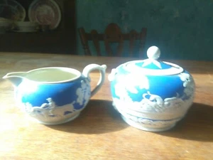 Off To Hounds!!! Spode 1800's Creamer & Sugar 1880-1912 - Picture 1 of 13