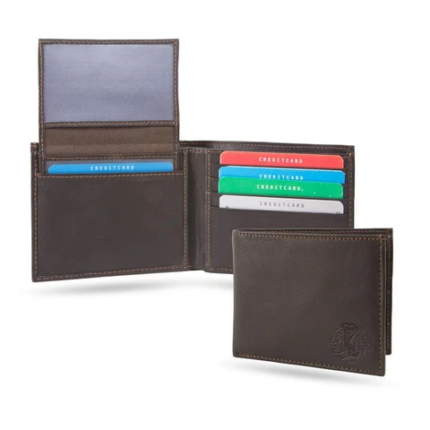 Chicago Blackhawks Billfold Genuine Leather Bifold Wallet Cover