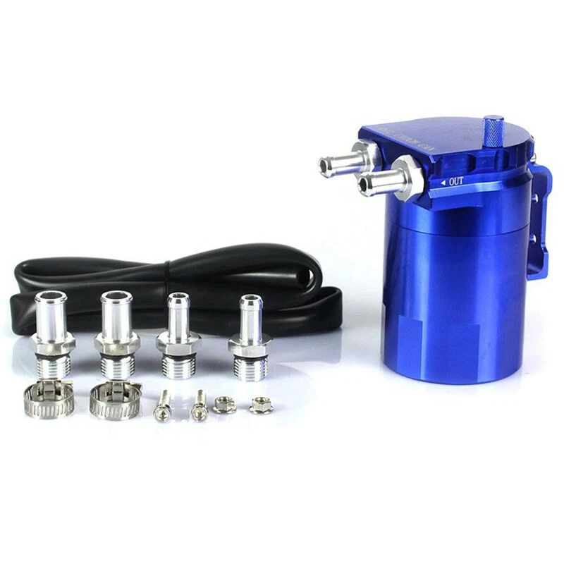 Car Blue Aluminum Alloy Oil Catch Tank: 2-Port, Anti-Sloshing, Universal - Image 1 of 4