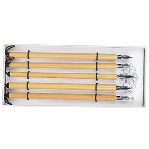 (Round Nib)Comic Dip Pen Set 5Pcs Boxed Vintage Bamboo Dip Pen Manga - Picture 1 of 12