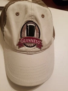 Guinness 1759 Beer Hat Cap Beige Tan Adjustable Strapback Back Cotton - Picture 1 of 5