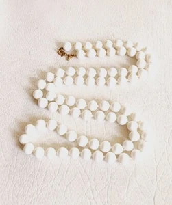 Vintage signed Monet White Glass Beads 30" Long Necklace. - Picture 1 of 6
