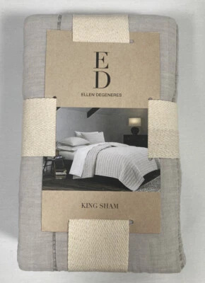 Ellen Degeneres King Sham Pillow Case Marmont Oyster Grey 21” X 37” Cotton New  - Image 1 of 4